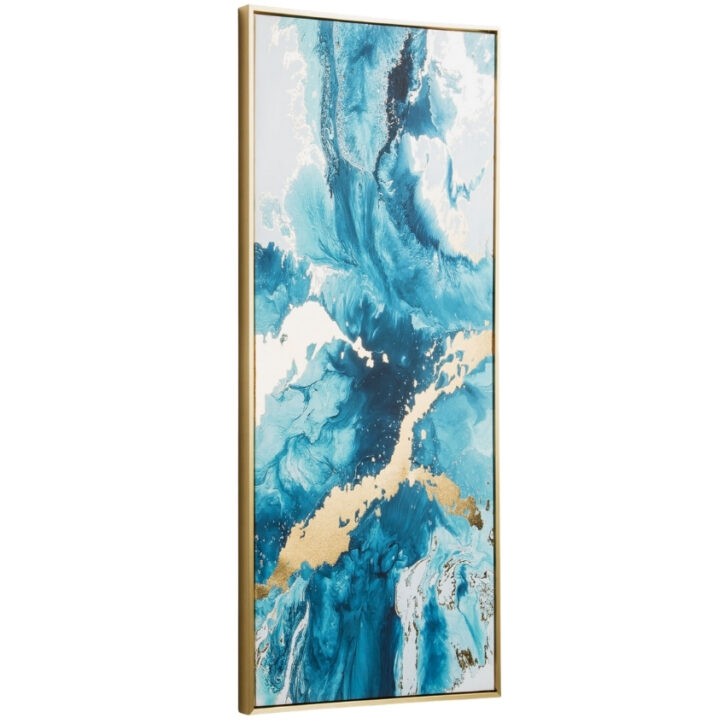 Modro zlatý abstraktní obraz Kave Home Iconic 120 x 50 cm