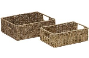 Set dvou dekorativní košů Kave Home Tossa 28x20 cm/36x27 cm z mořské trávy